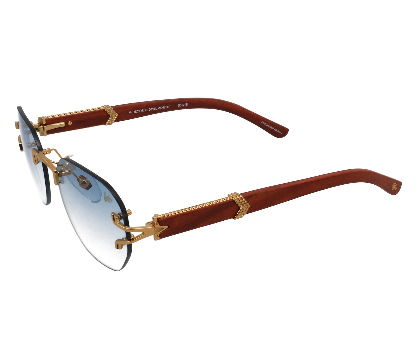 Lunette VINTAGE FRAMES V-DECOR XL WOODS DRILL MOUNT 24KT GOLD