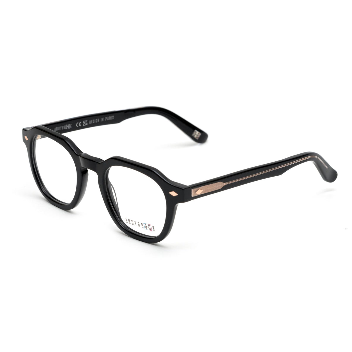 Lunettes de vue Andy Brook Leo C104 Noir brillant / extérieur branche translucide profil