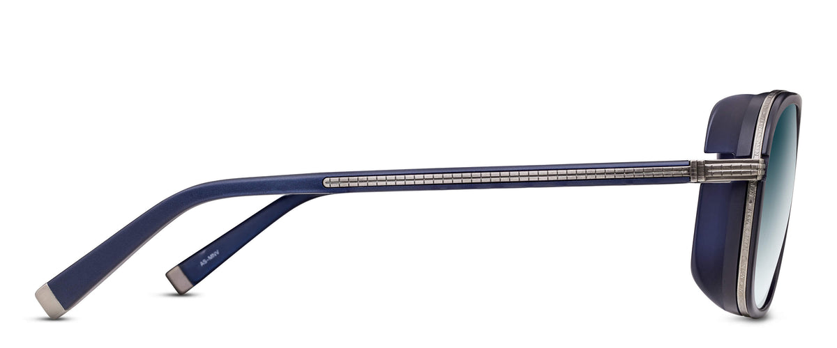 Matsuda M3023-V2 Antique Silver - Matte Navy profil