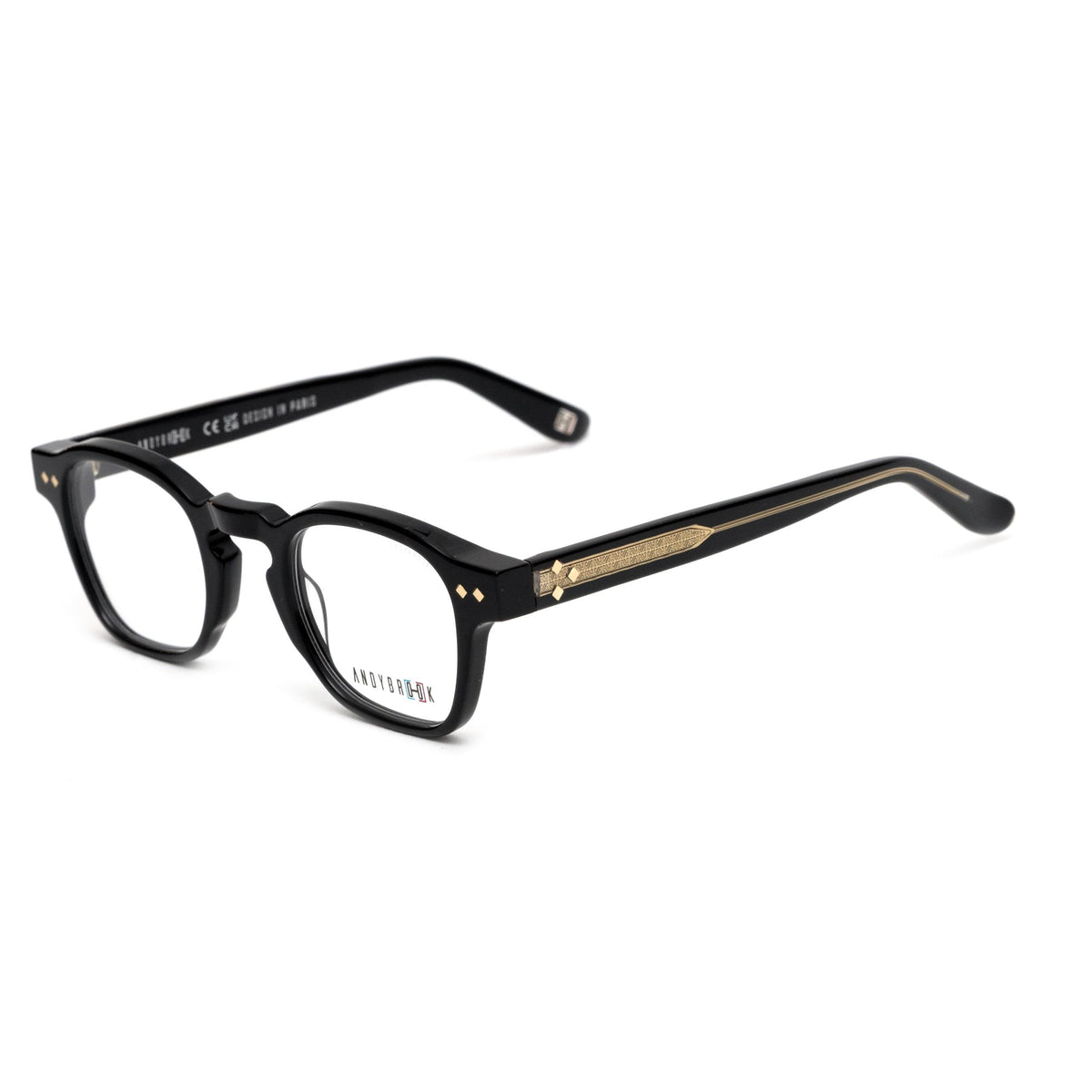 Lunettes de vue Andy Brook Peter C901 Noir brillant / extérieur branche translucide profil